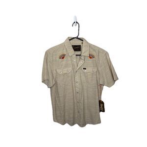 Howler Brothers Shirt Mens Medium Beige Gaucho Western Pearl Snap Saw Tooth Yoke